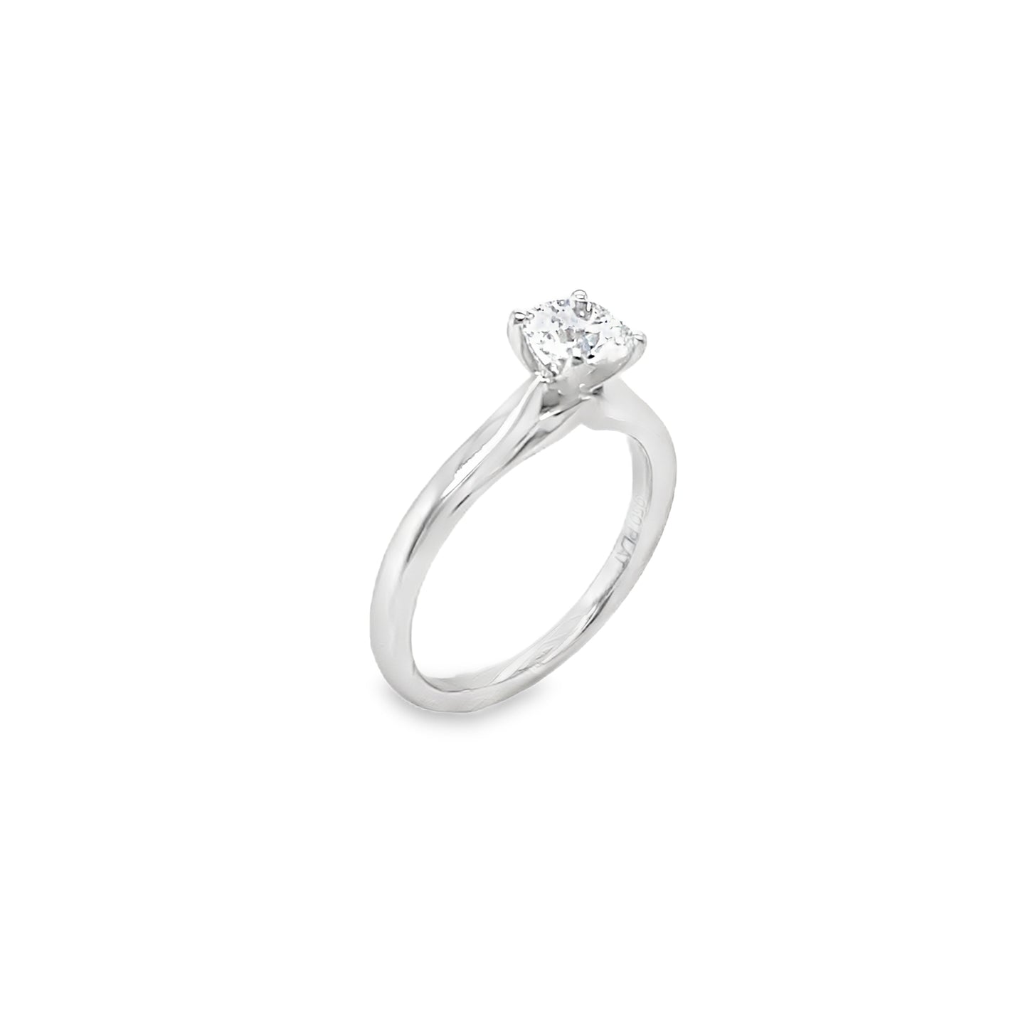 Platinum Round Brilliant 4 Claw Solitaire Diamond Ring .75ct