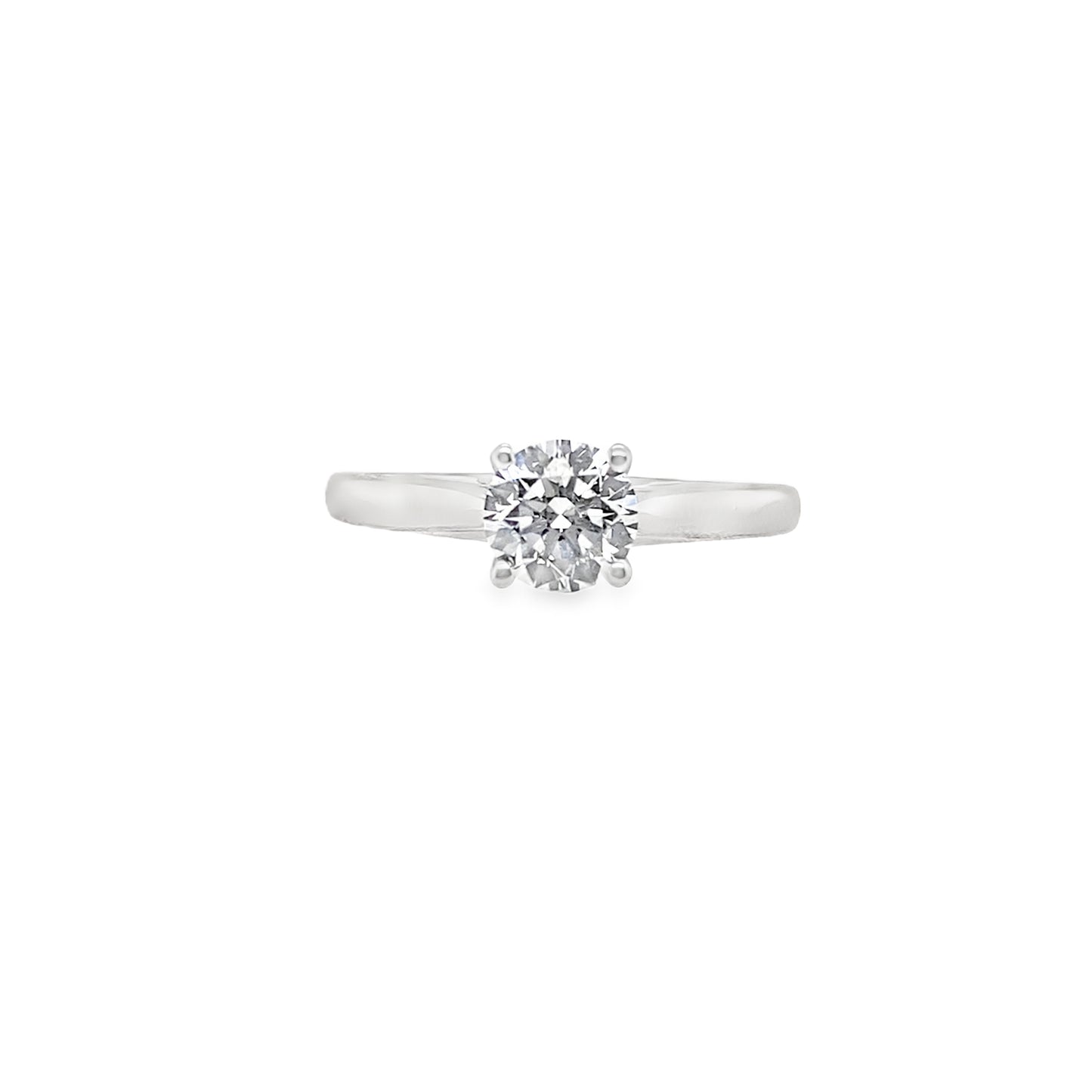 Platinum Round Brilliant 4 Claw Solitaire Diamond Ring .75ct