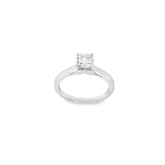 Platinum Round Brilliant 4 Claw Solitaire Diamond Ring .75ct