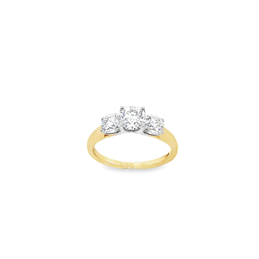 18ct Three Stone Graduated Diamond Ring 1.50ct