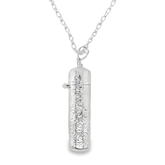 Sterling Silver Memorial Ashes Holder With Filigree Design