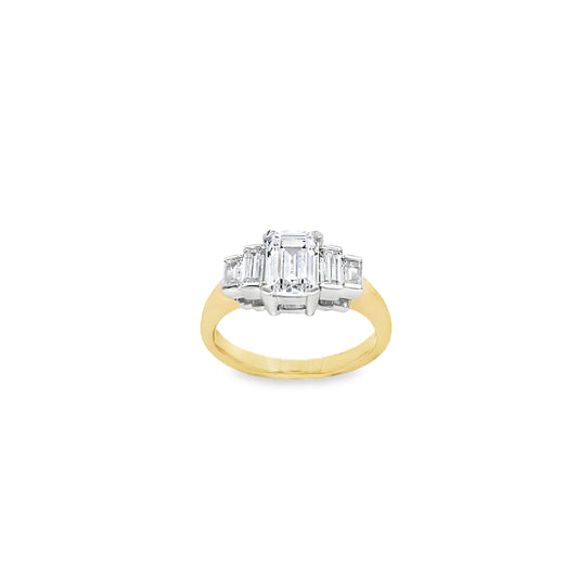 9ct 5 Stone Emerald & Baguette Cut CZ Ring