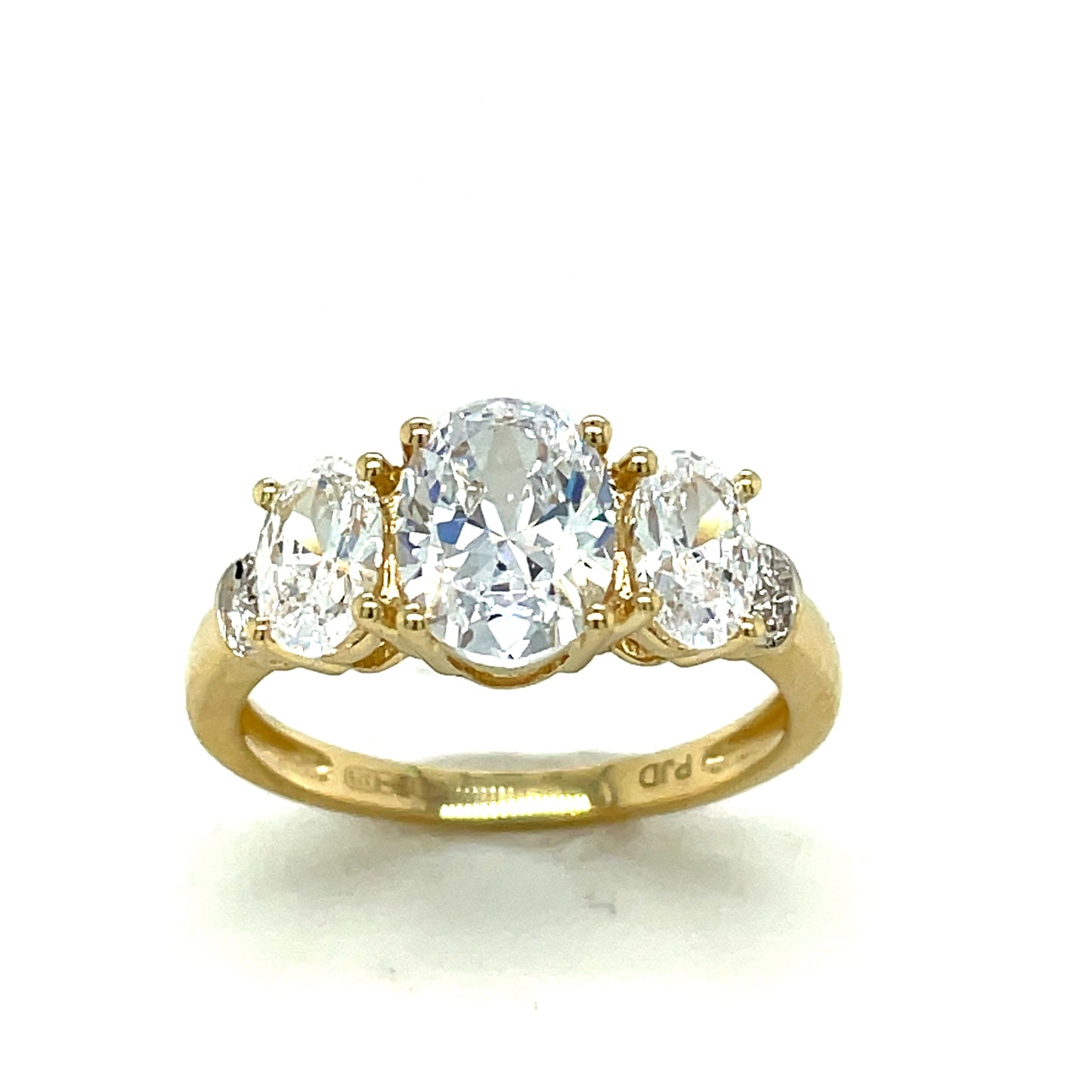 9ct 3 Stone Oval Cubic Zirconia Dress Ring