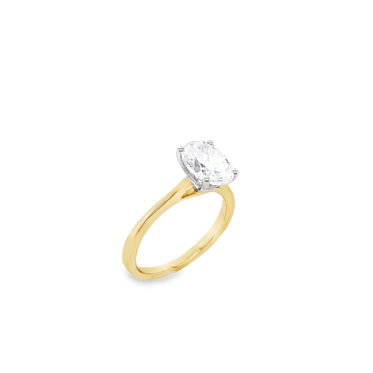 9ct Cubic Zirconia 4 Claw Solitaire Oval Ring