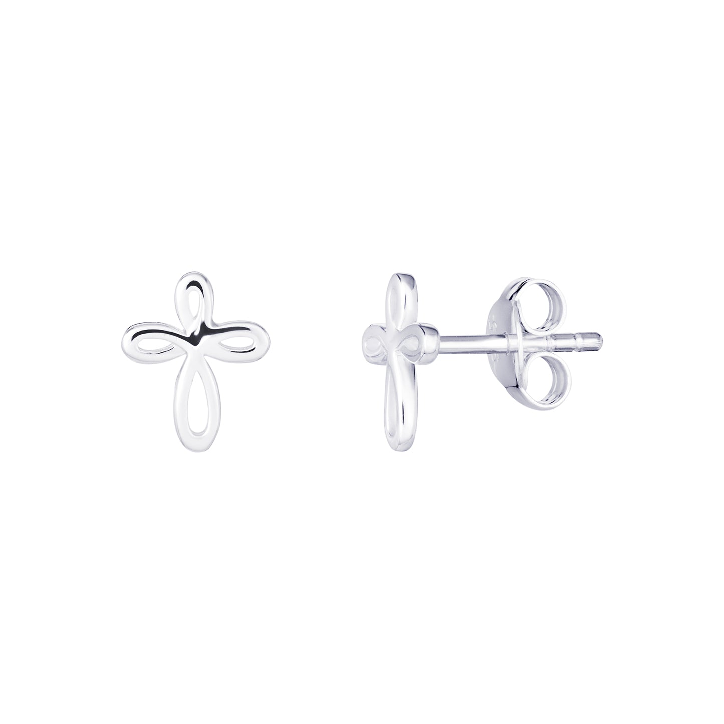 Sterling Silver Fancy Open Cross Earrings