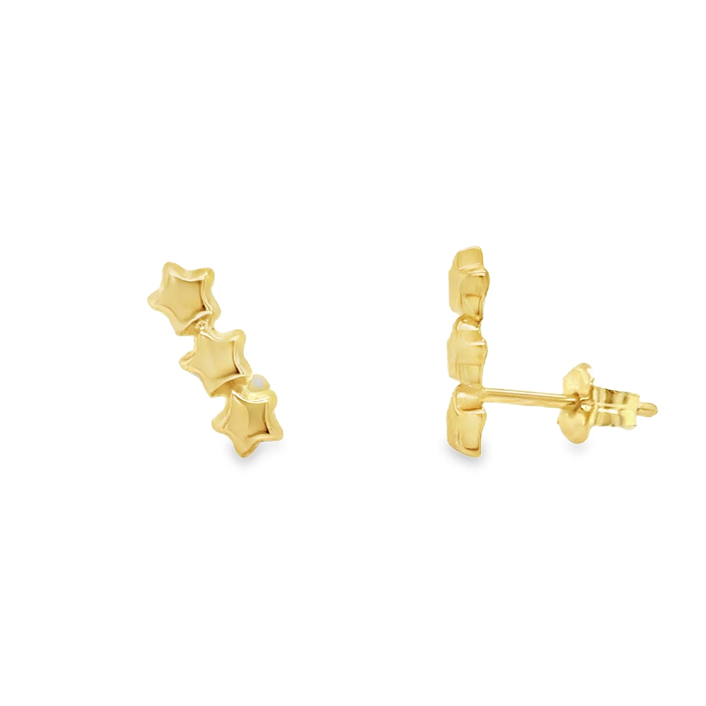 9ct Polished 3 Line Star Earrings