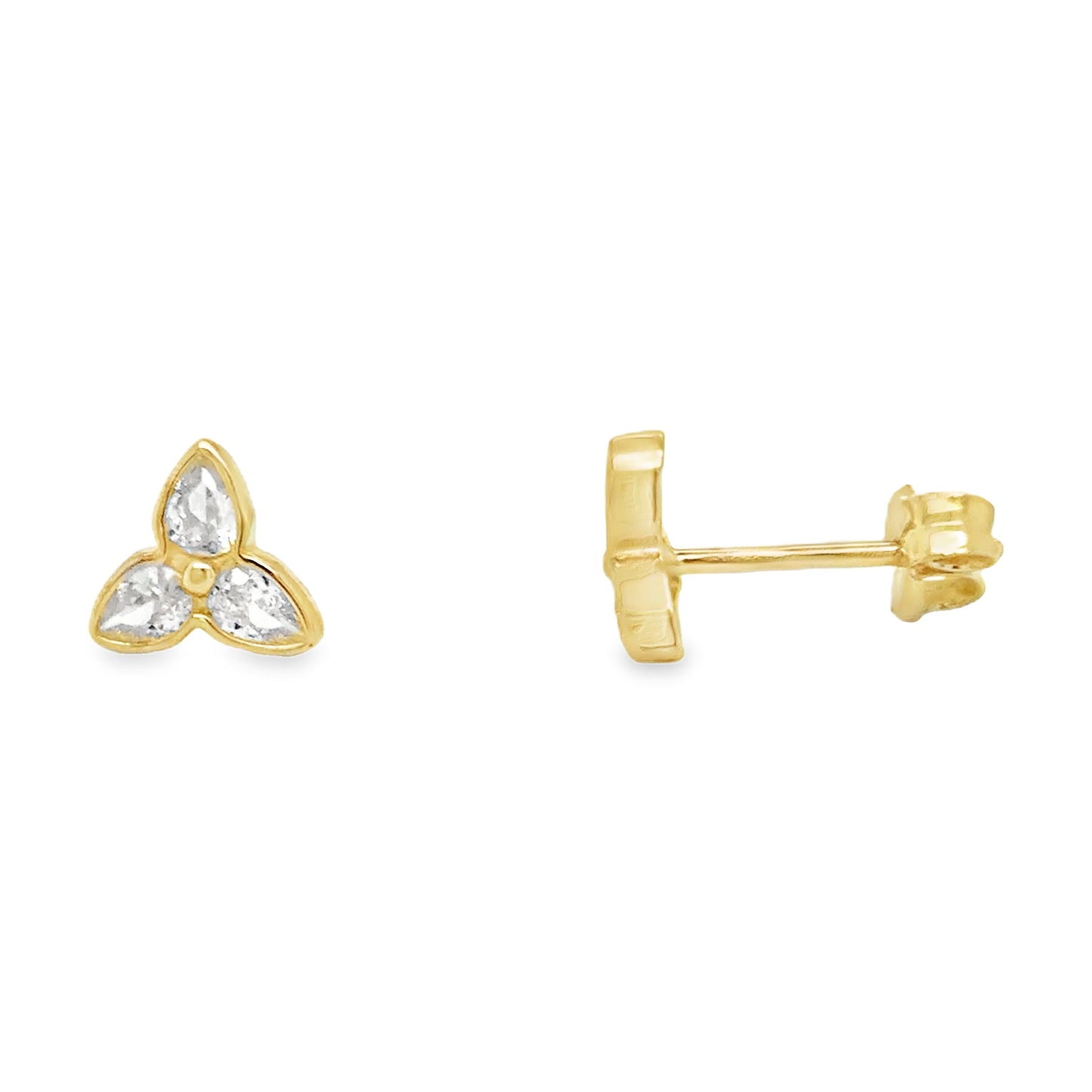 9ct Yellow Gold CZ Trinity Stud Earrings