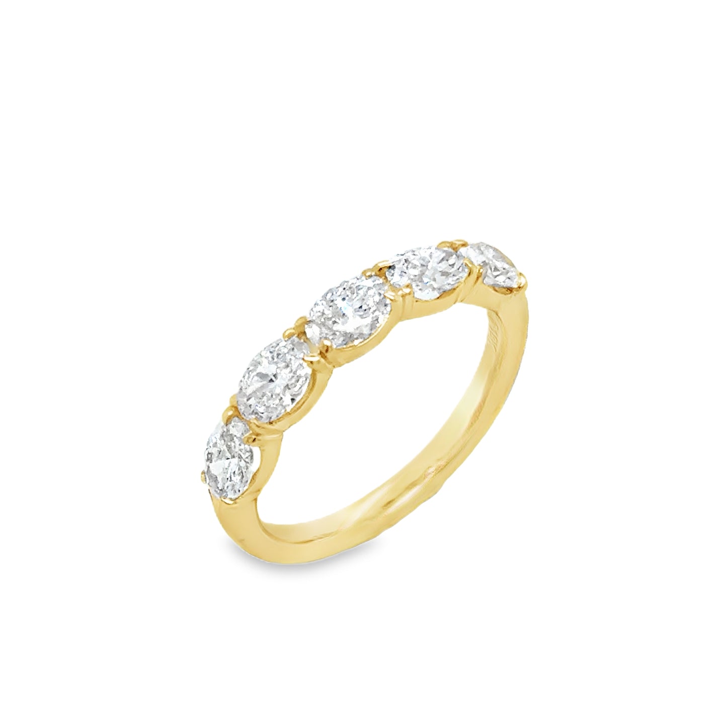 18ct 5 Stone Eternity Oval Claw Set East/West Cultured Diamond Ring 1.15ct