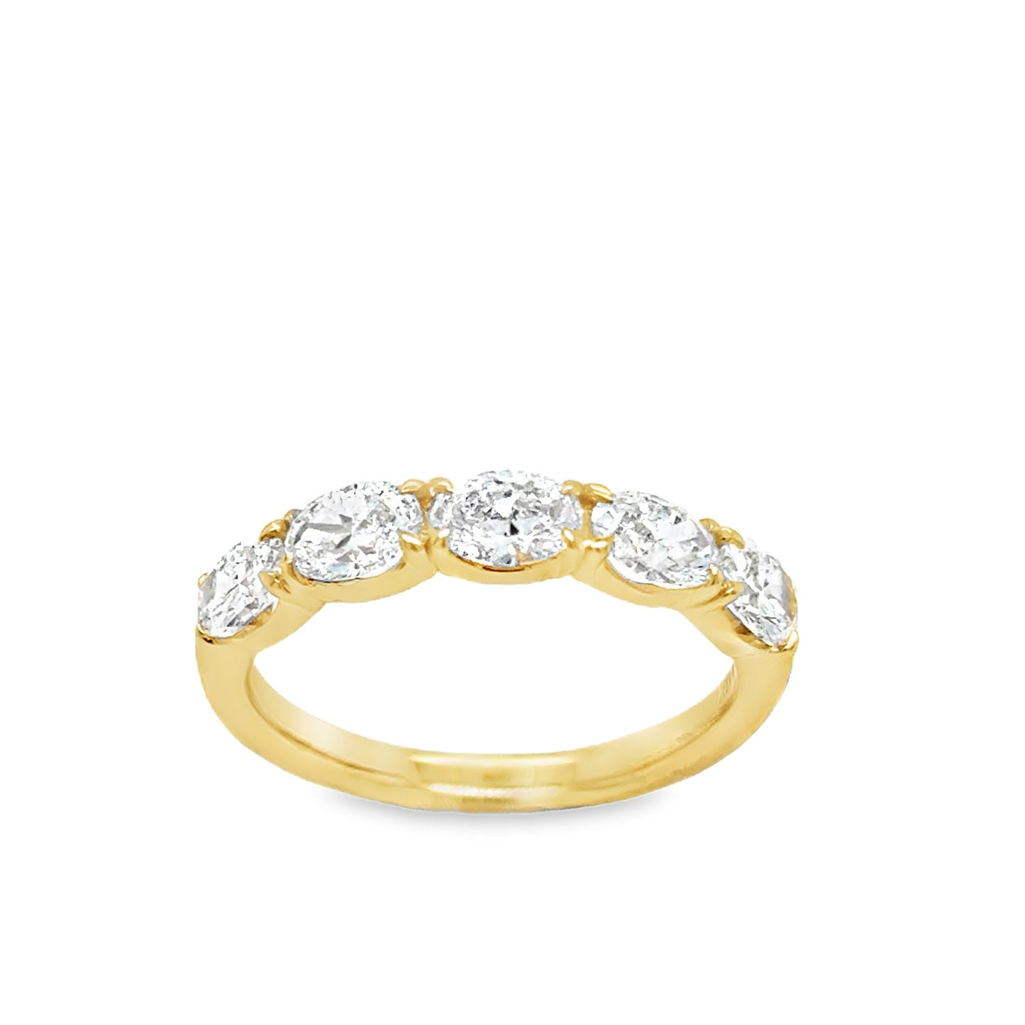 18ct 5 Stone Eternity Oval Claw Set East/West Cultured Diamond Ring 1.15ct