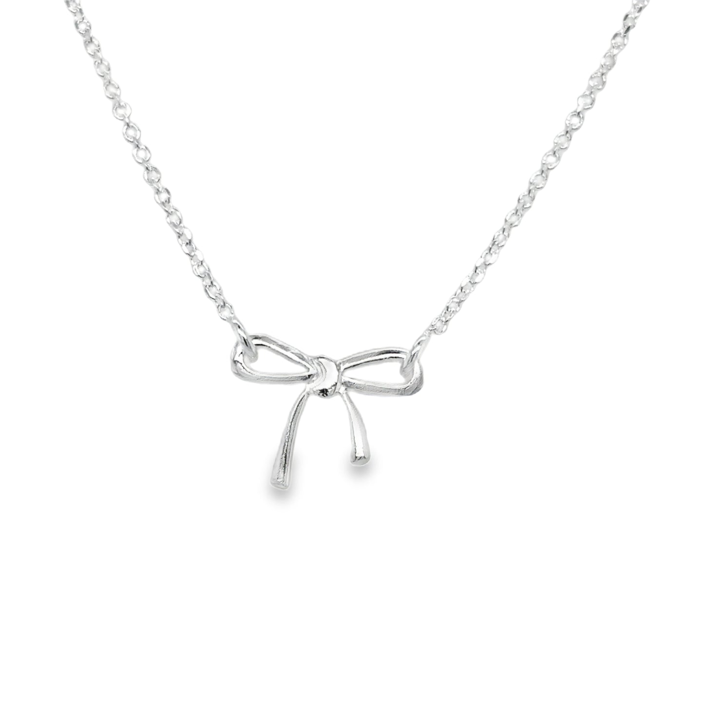 Sterling Silver Polished Bow Necklet