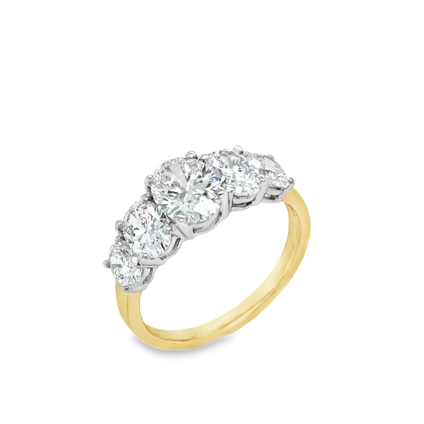 18ct 5 Stone Graduated Oval Cultured Diamond Ring 2.54ct