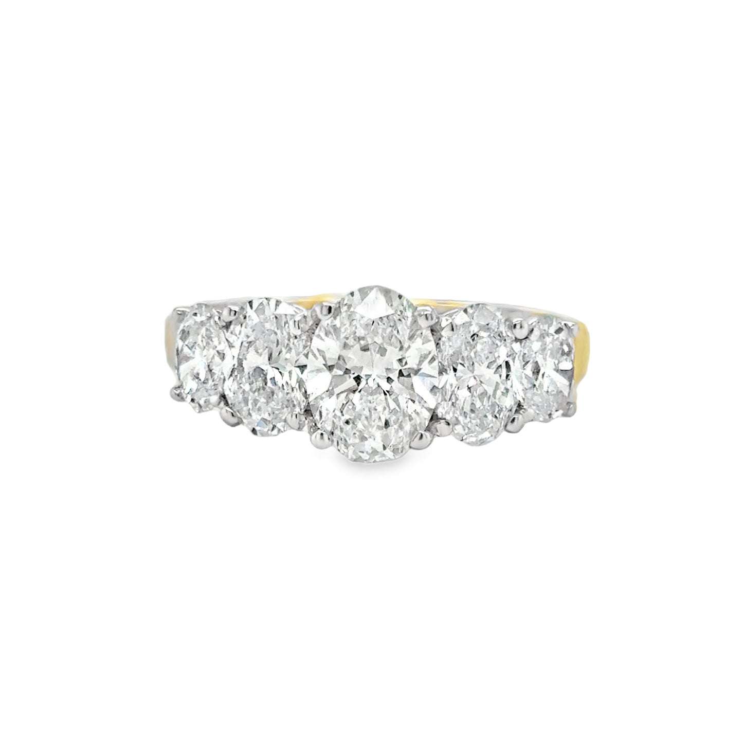 18ct 5 Stone Graduated Oval Cultured Diamond Ring 2.54ct