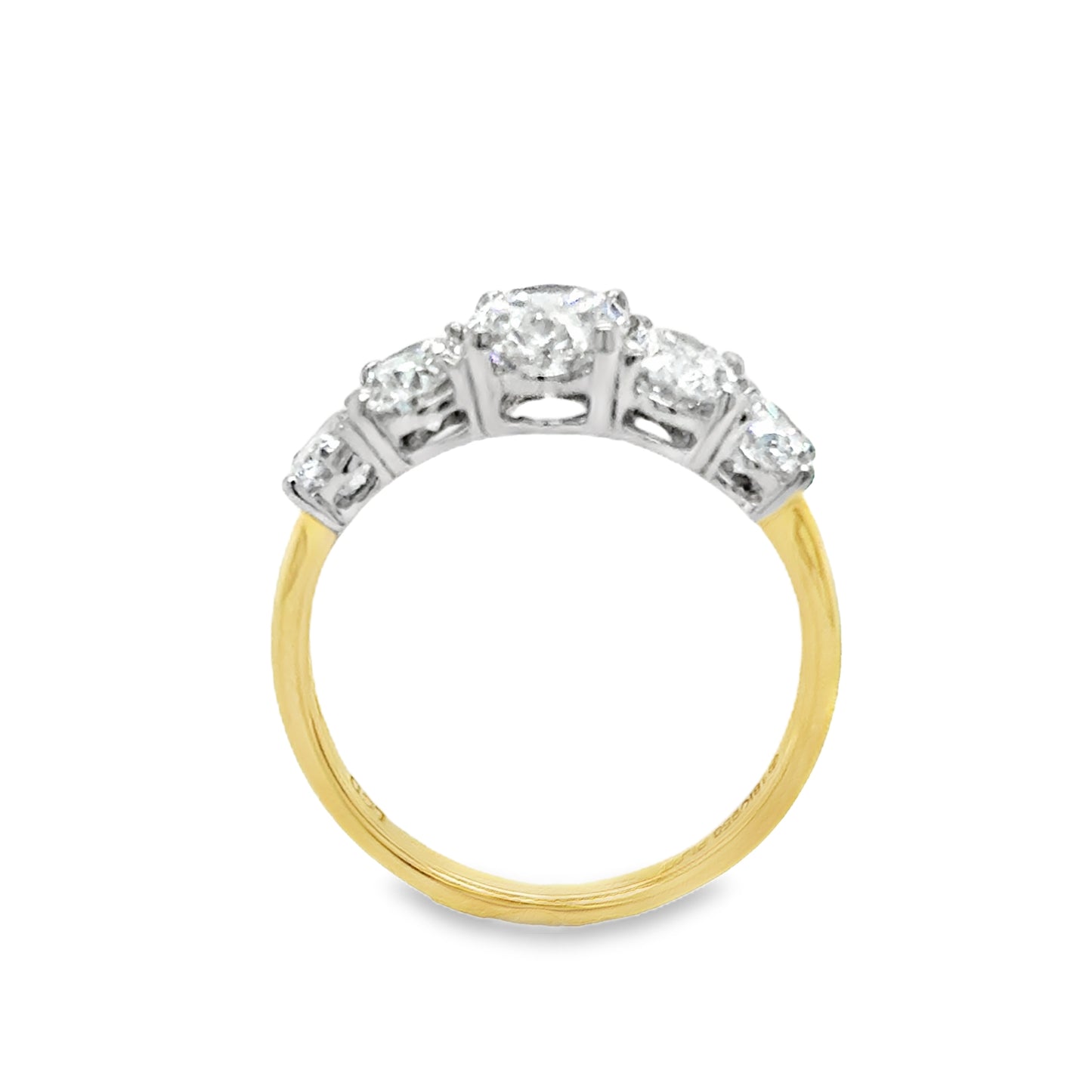 18ct 5 Stone Graduated Oval Cultured Diamond Ring 2.54ct