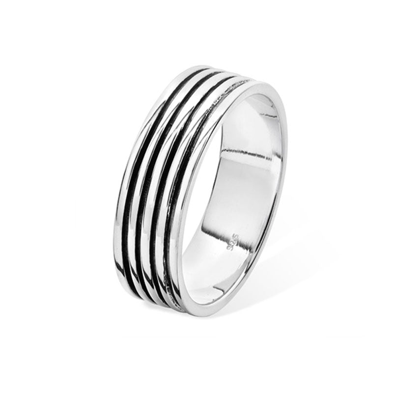 Silver Ring Gents Black Lined