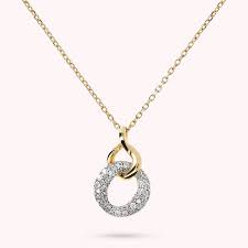 Bronzallure Gold Plated Polsihed & Pave Interlinked Pendant