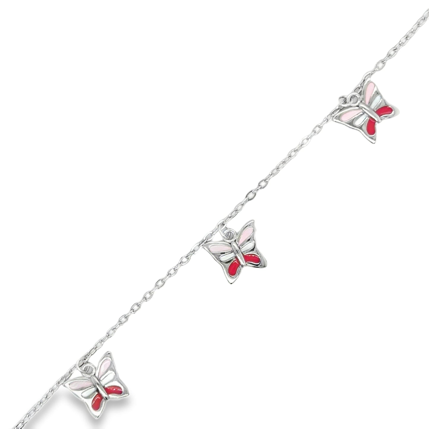 Sterling Silver Multicolour Butterfly Bracelet