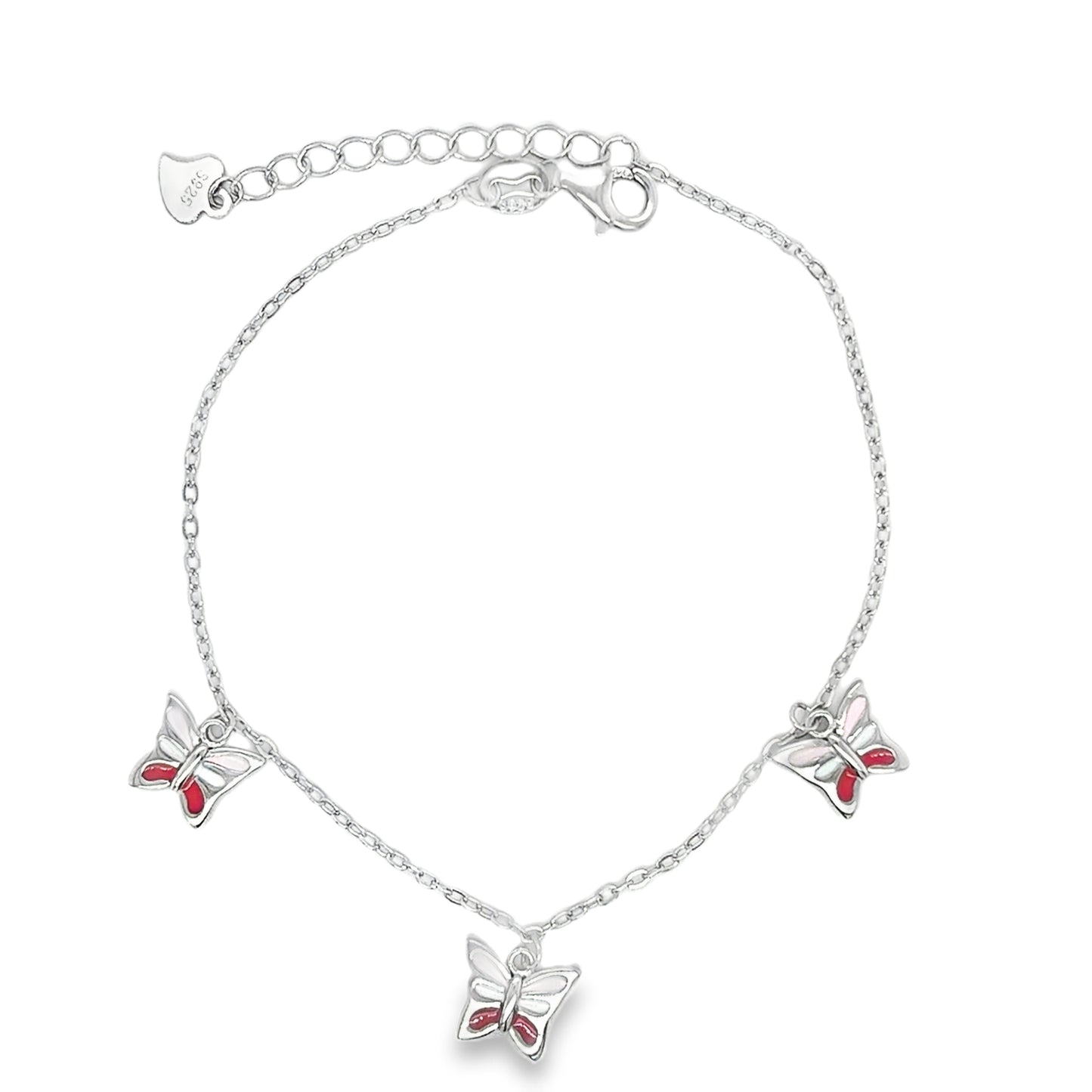 Sterling Silver Multicolour Butterfly Bracelet