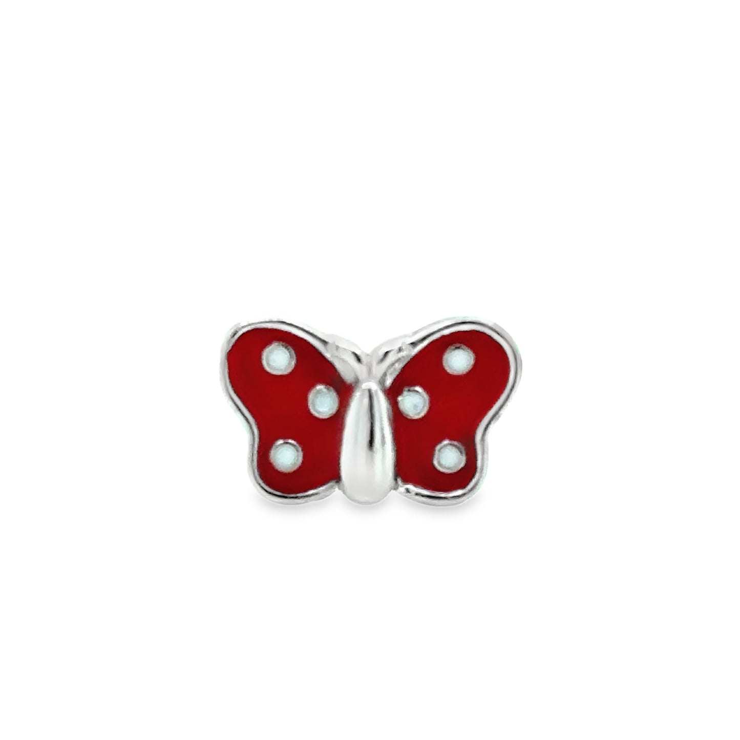 Sterling Silver Red Enamel Butterfly Earrings
