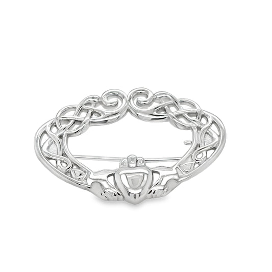 Sterling Silver Woven Claddagh Brooch