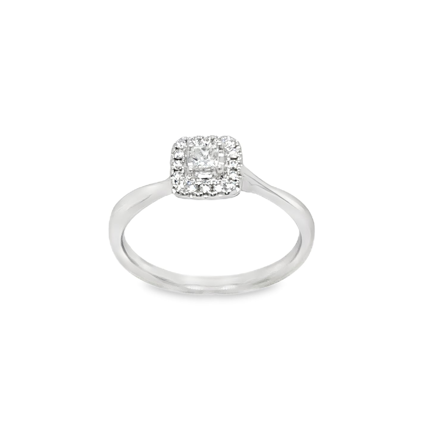 9ct White Gold Princess Cut Cluster Diamond Ring .20ct