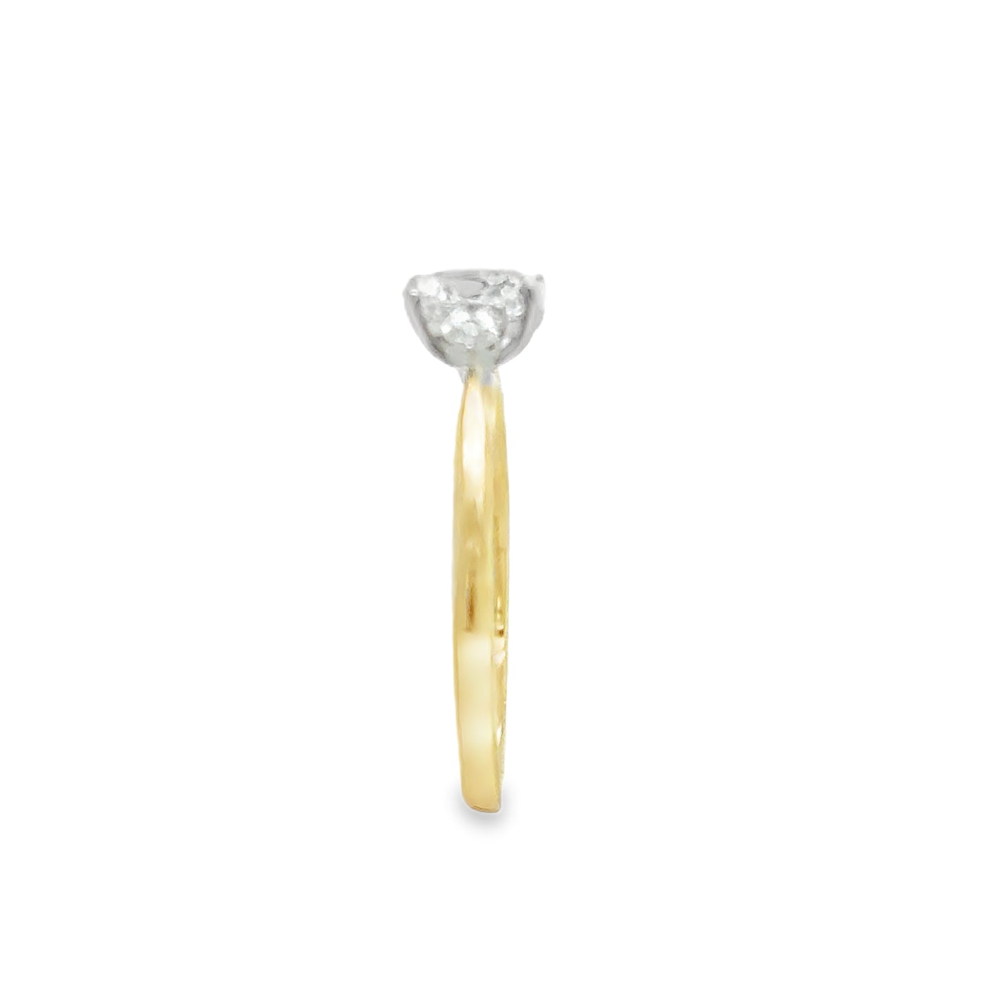 9ct Yellow Gold Oval and Pear Cut Three Stone Diamond Ring .70ct