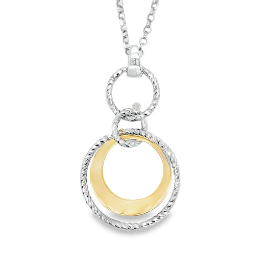 Sterling Silver and Gold Plated Diamond Cut Hoop Necklet