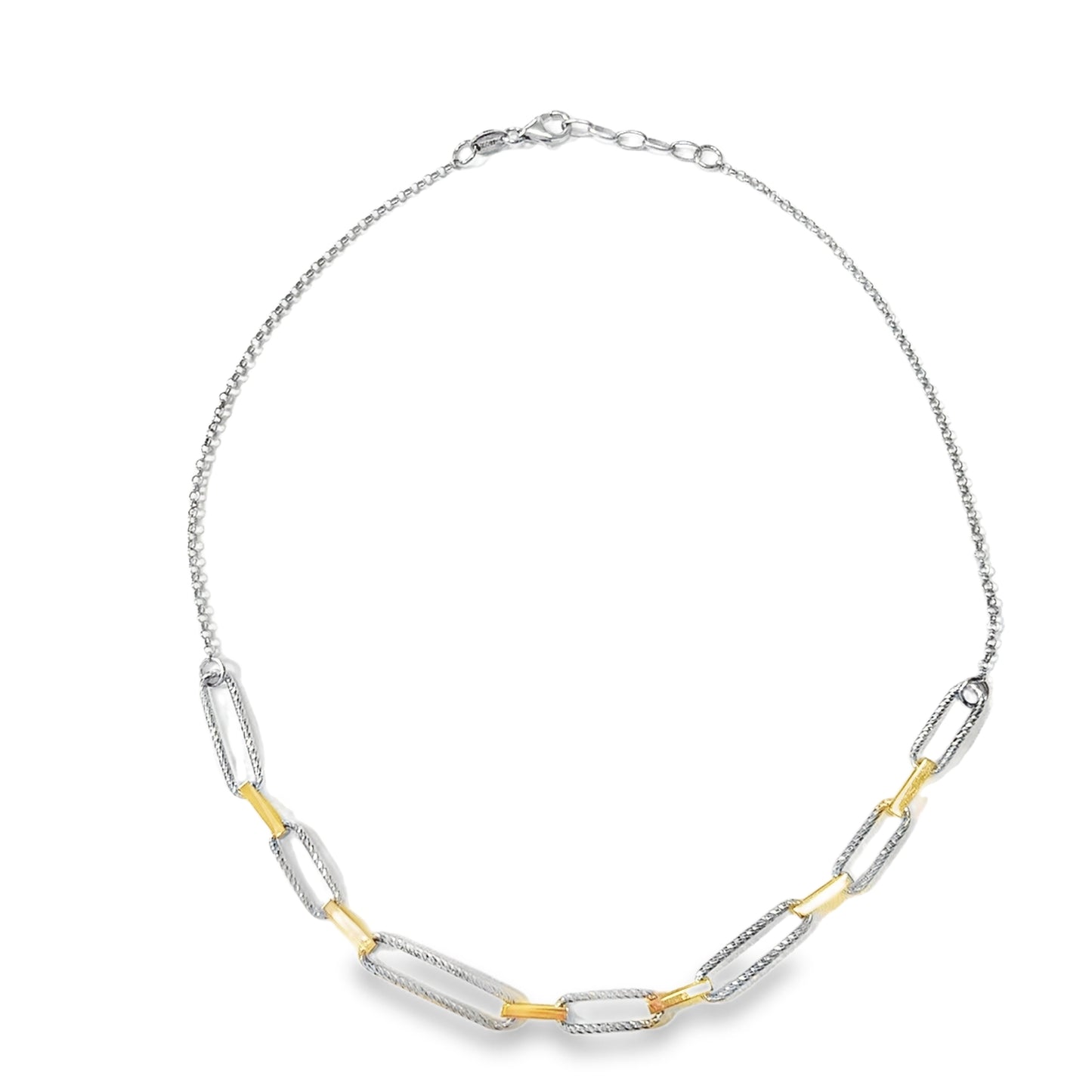 Sterling Silver and Gold Plated Paperlink Necklet