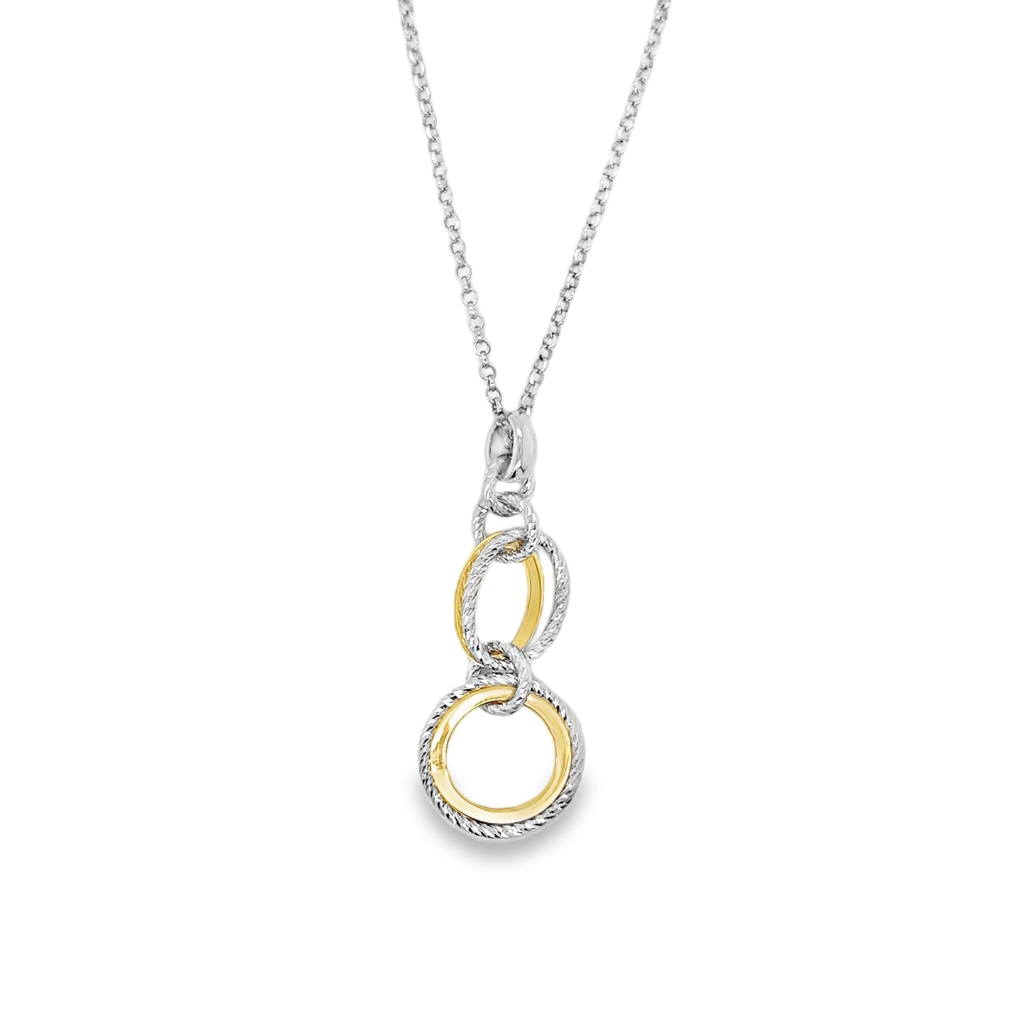 Sterling Sillver and Gold Plated Open Triple Hoop Pendant