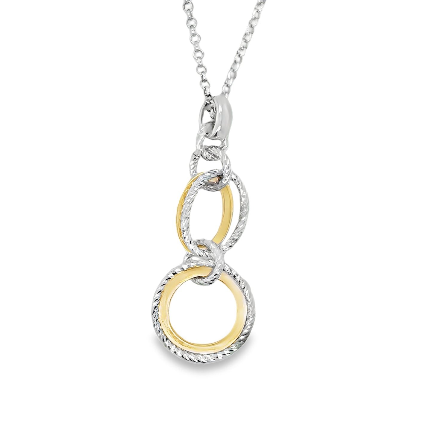 Sterling Sillver and Gold Plated Open Triple Hoop Pendant