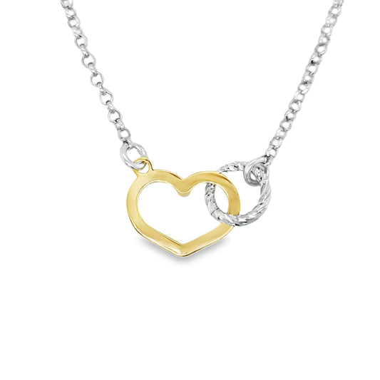 Sterling Silver and Gold Plated Heart and Circle 16' Necklet