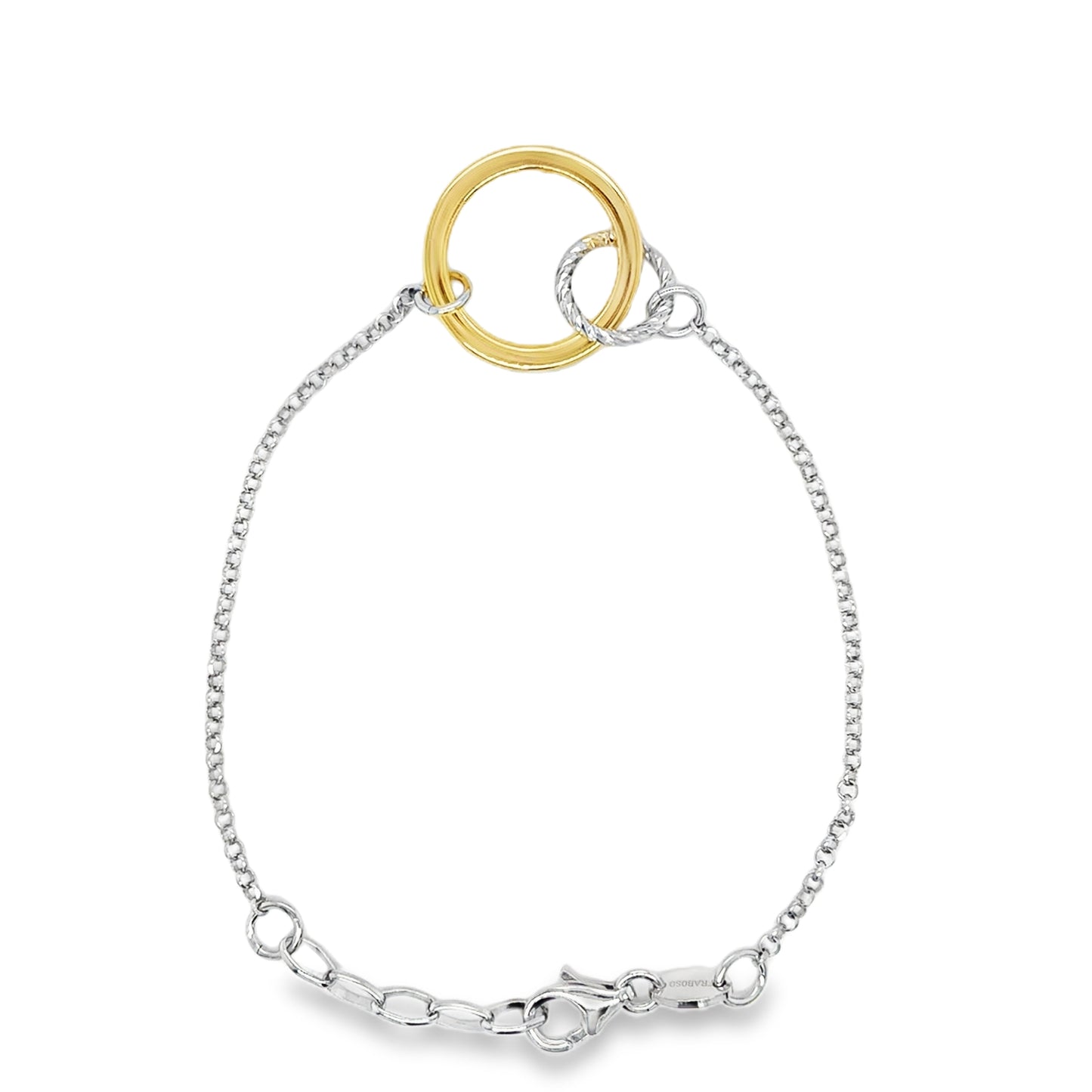 Sterling Silver and Gold Plated Diamond Cut Open Circle Bracelet