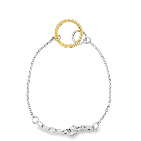 Sterling Silver and Gold Plated Diamond Cut Open Circle Bracelet