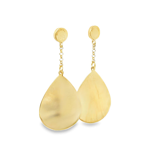 Sterling Silver Gold Plated Tear Disc Drop Earring