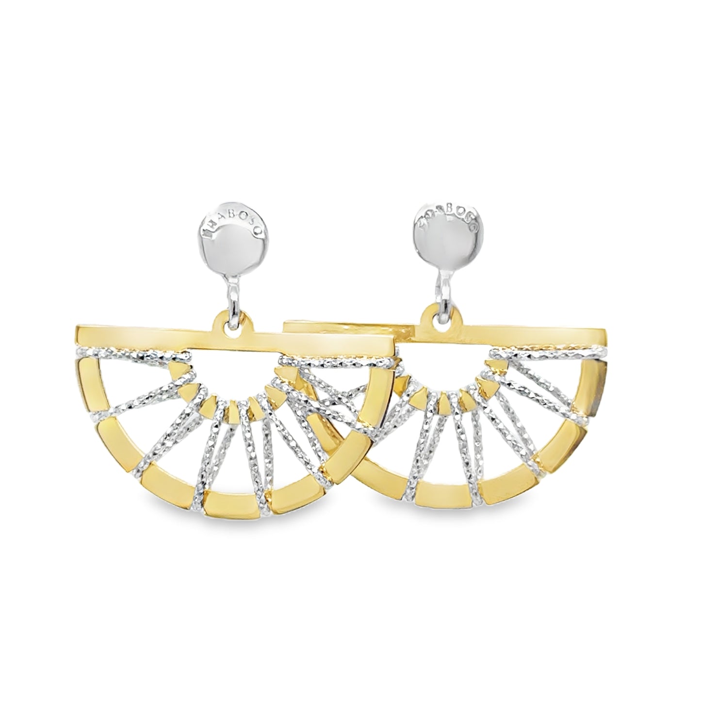 Sterling Silver and Gold Plated Open Diamond Cut Fan Pendant