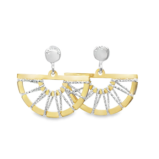 Sterling Silver and Gold Plated Open Diamond Cut Fan Pendant