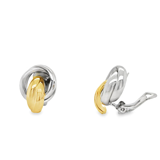 Sterling Silver and Gold Plated Double Swirl Clip-On Earrings