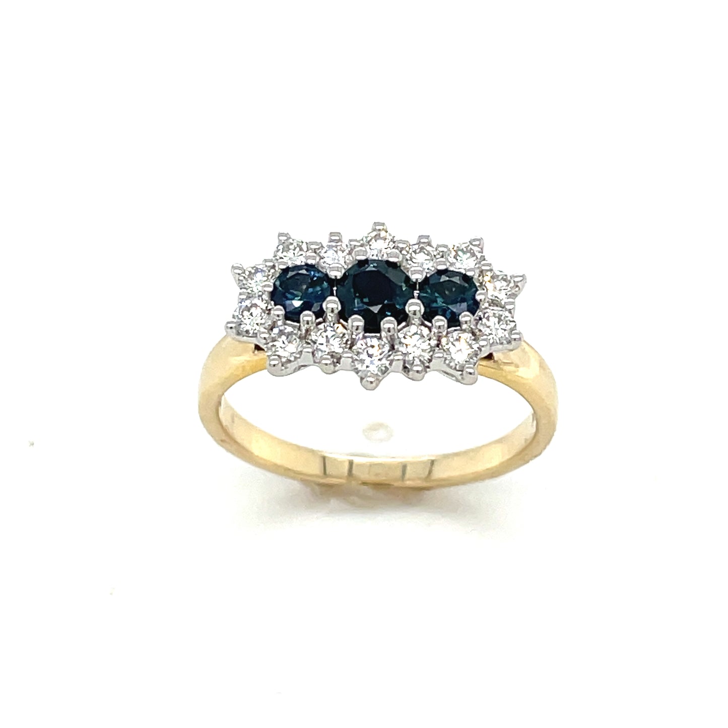 9ct sapphire + diamond cluster ring