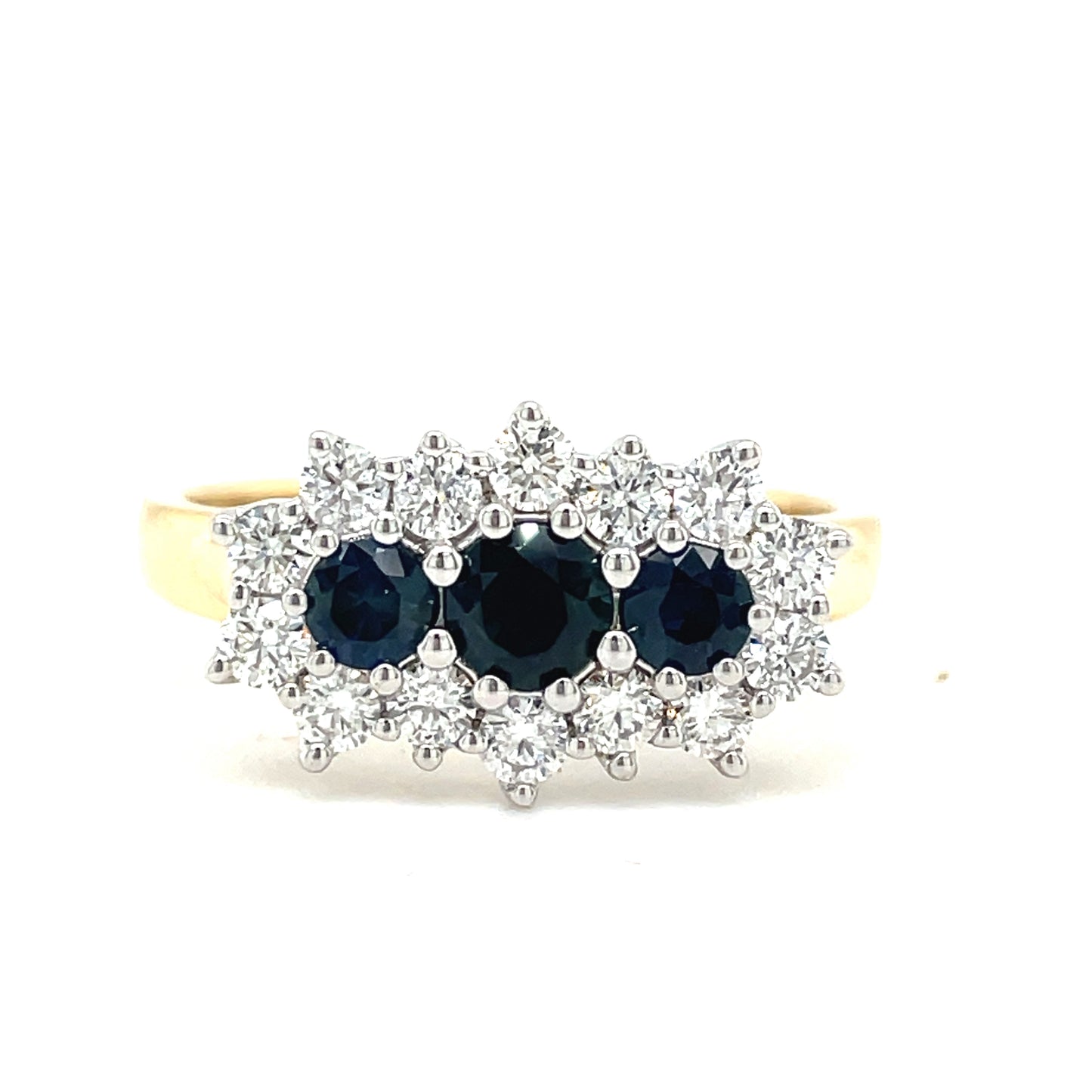 9ct sapphire + diamond cluster ring