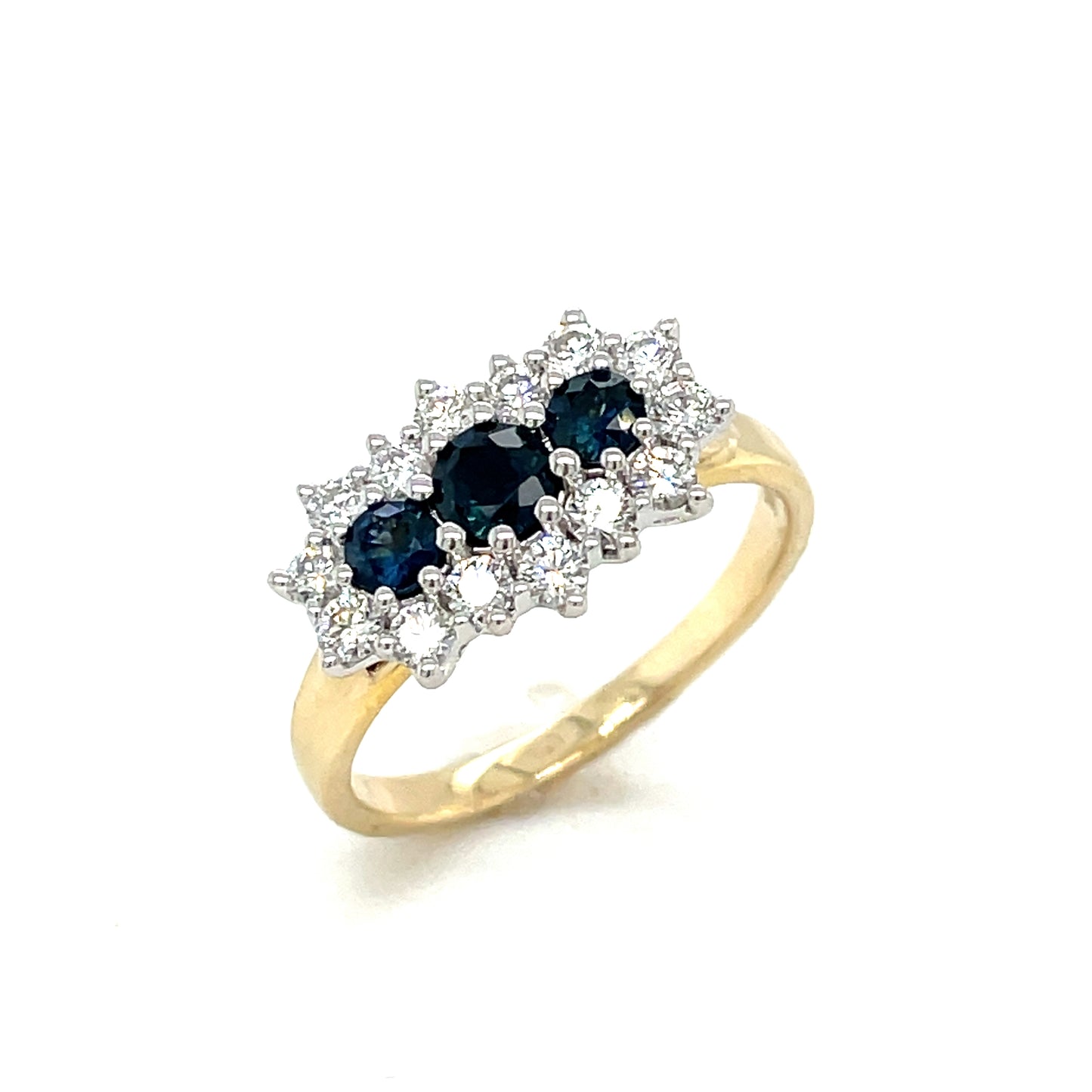 9ct sapphire + diamond cluster ring