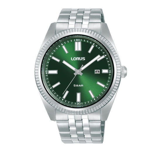 Gents Lorus Green Dial Diamond Cut Bezel