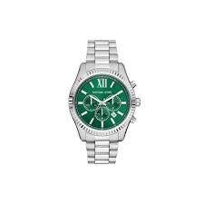 Gents Stainless Steel Michael Kors Oversized Lexington Green Chronograph Watch