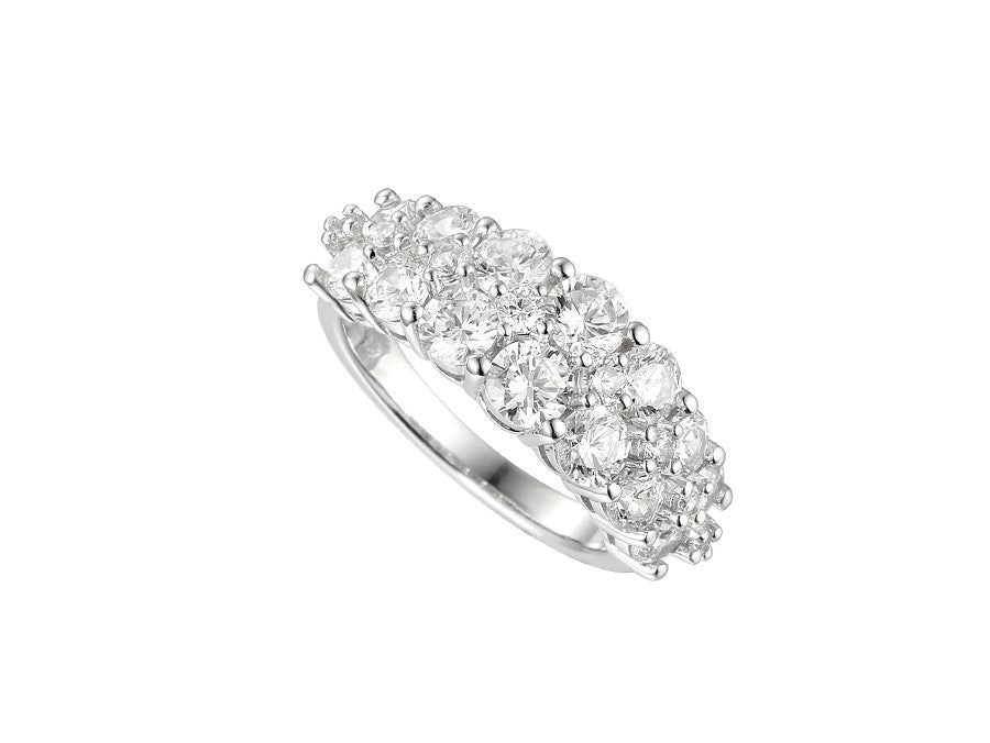 Sterling Silver Double Row CZ Ring