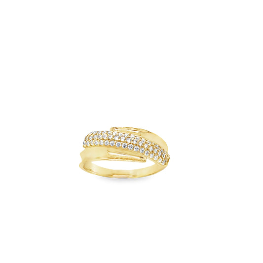9ct Cubic Zirconia Polished & Pave Wrap Ring