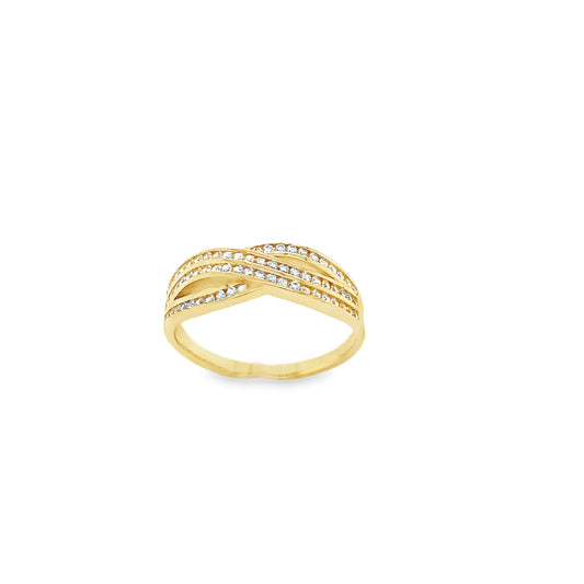 9ct Cubic Zirconia Channel Set Open Wrap Ring