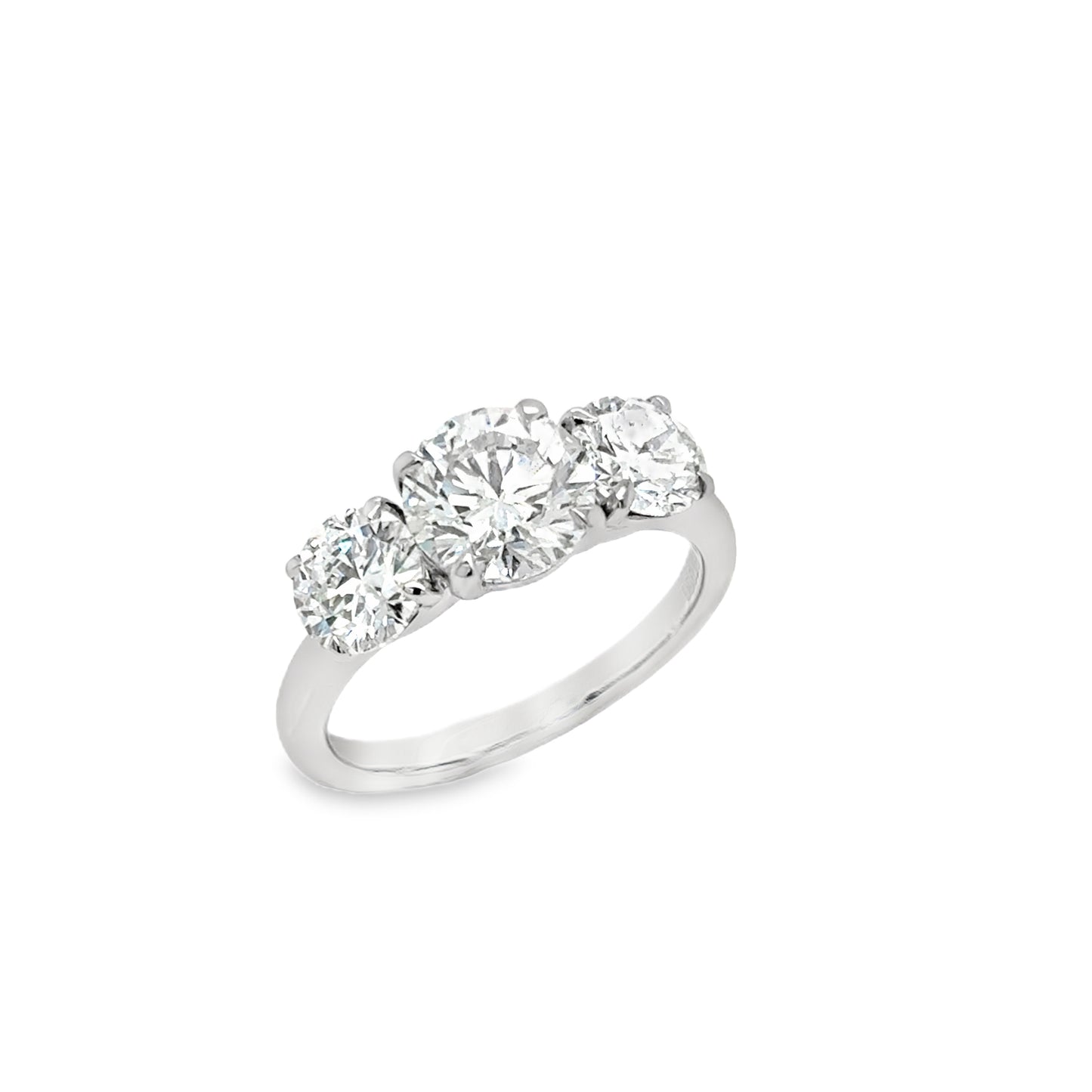 Platinum 3 Stone Round Brilliant Cultured Diamond Ring 3.00ct