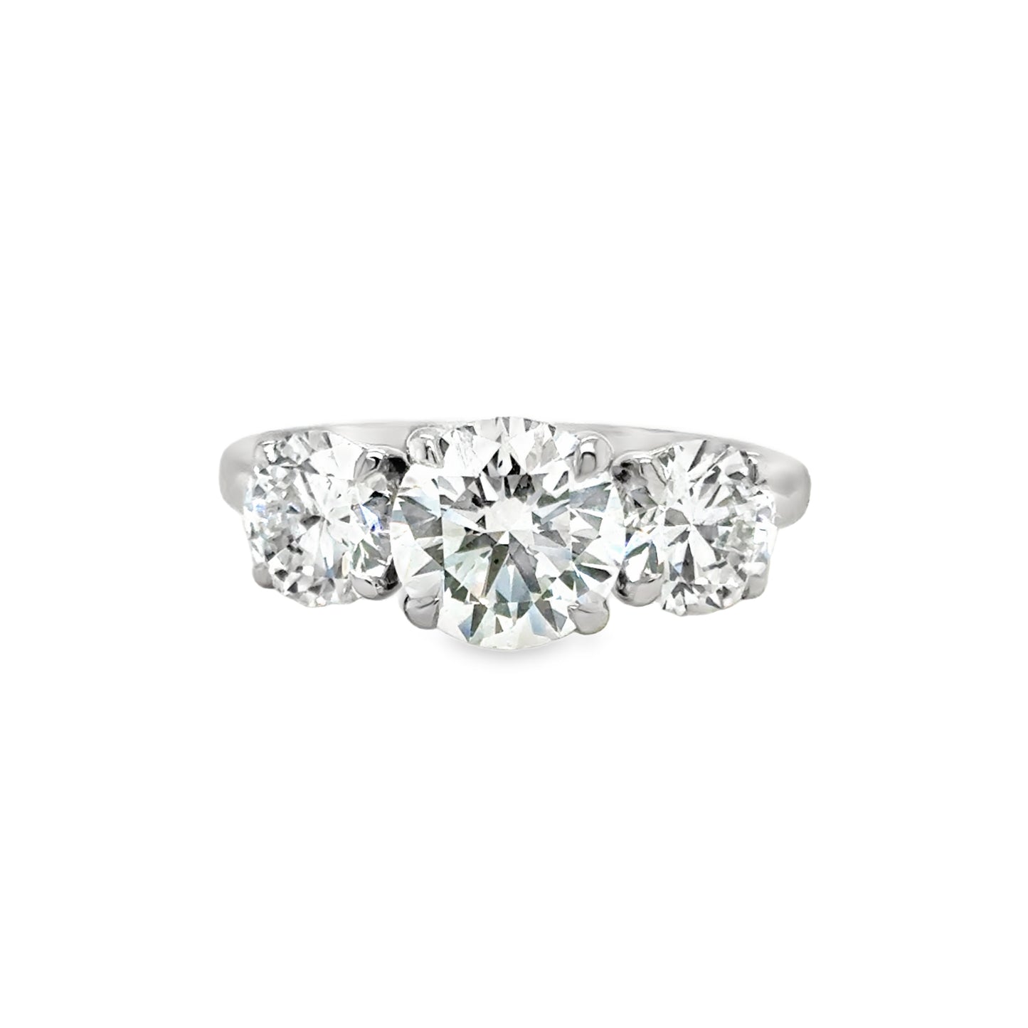 Platinum 3 Stone Round Brilliant Cultured Diamond Ring 3.00ct
