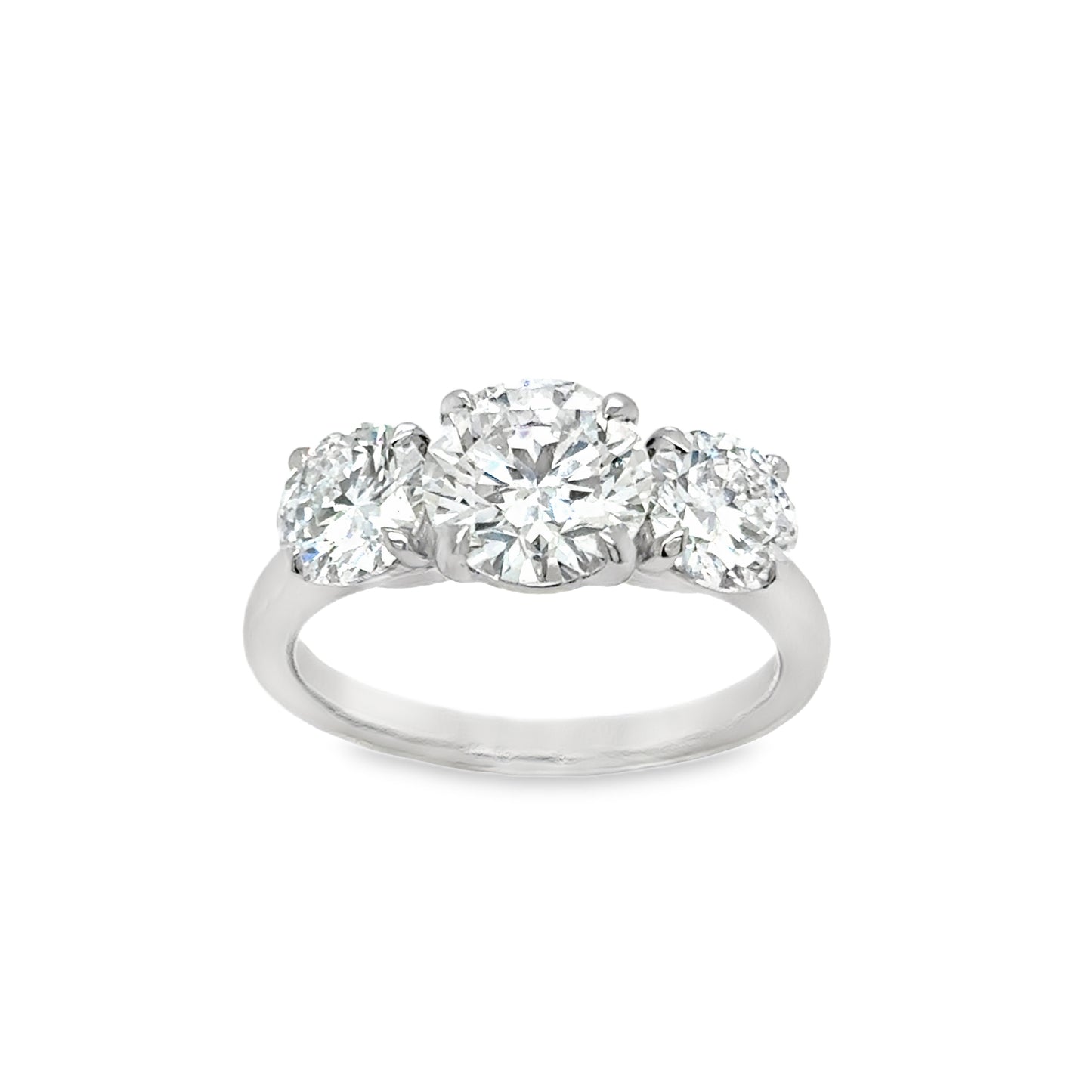 Platinum 3 Stone Round Brilliant Cultured Diamond Ring 3.00ct