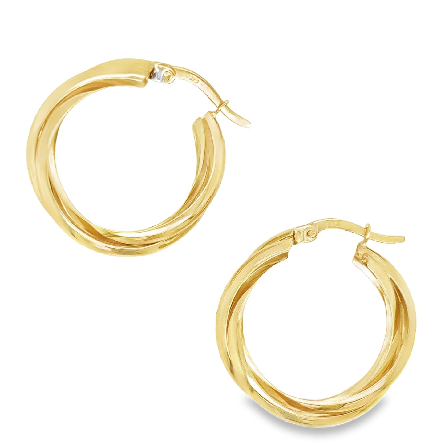 9ct Yellow Gold Twist Hoop Earrings