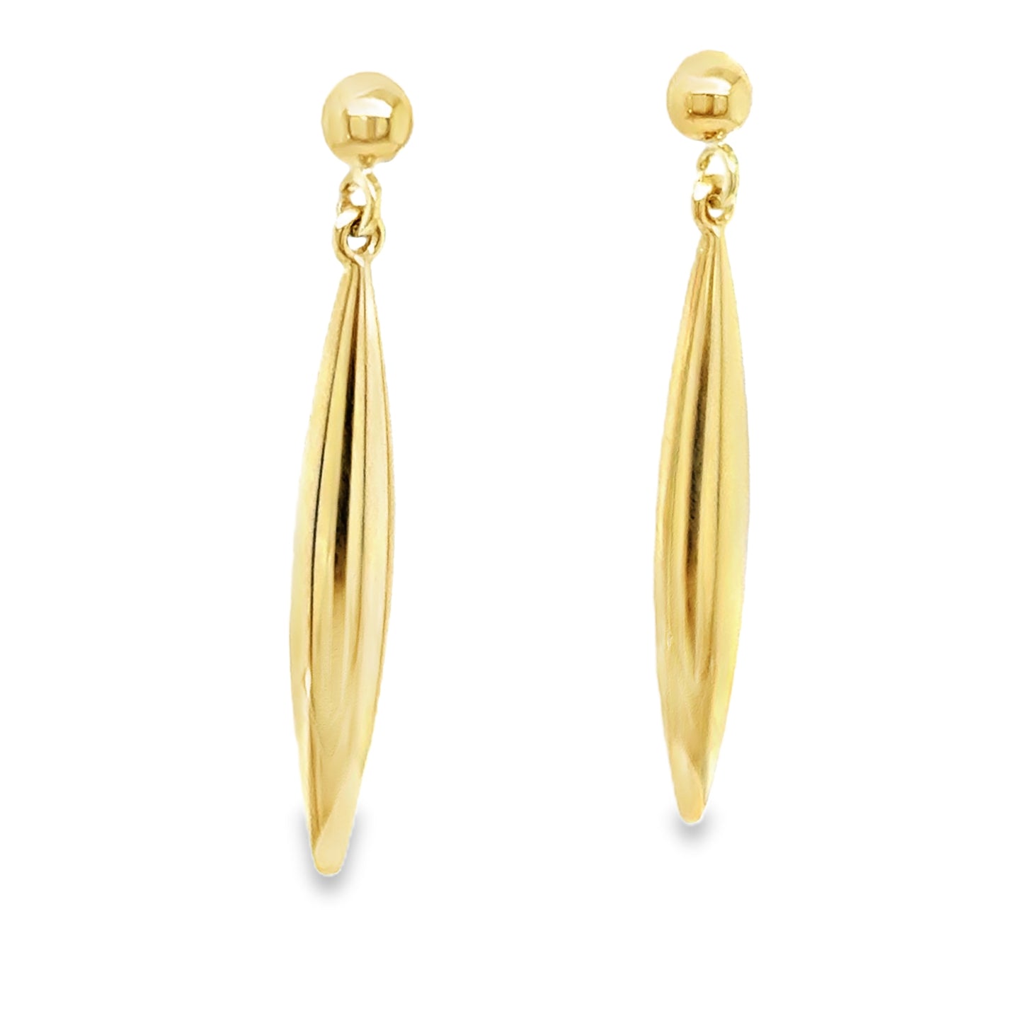 9ct Yellow Gold Marquis Long Drop Earrings