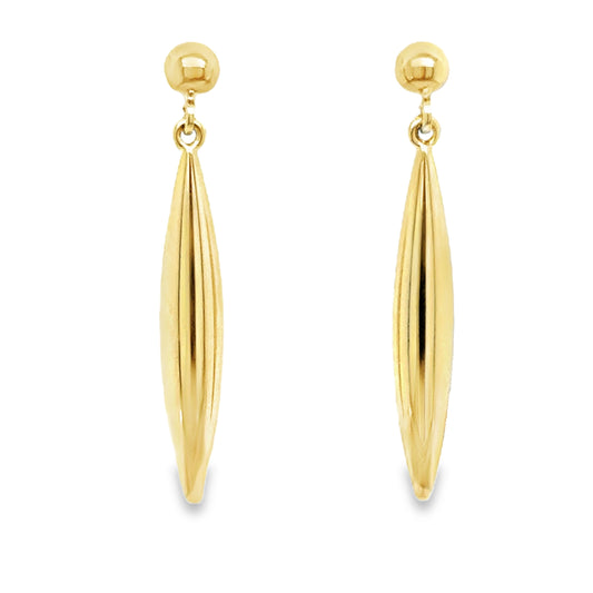 9ct Yellow Gold Marquis Long Drop Earrings
